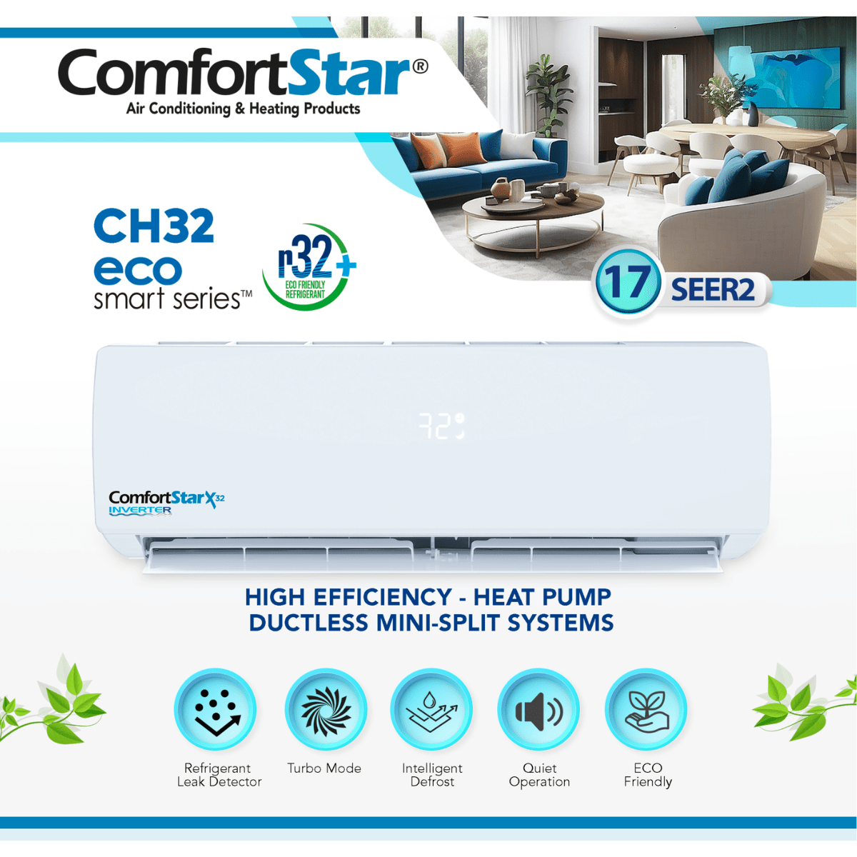 24K COOLING + HEATING - 208/230V WALL MOUNTED – R32 MINI-SPLIT SYSTEM – 17 SEER2 - A&R Supply - Air Conditioning & Refrigeration Wholesaler - COMFORTSTAR
