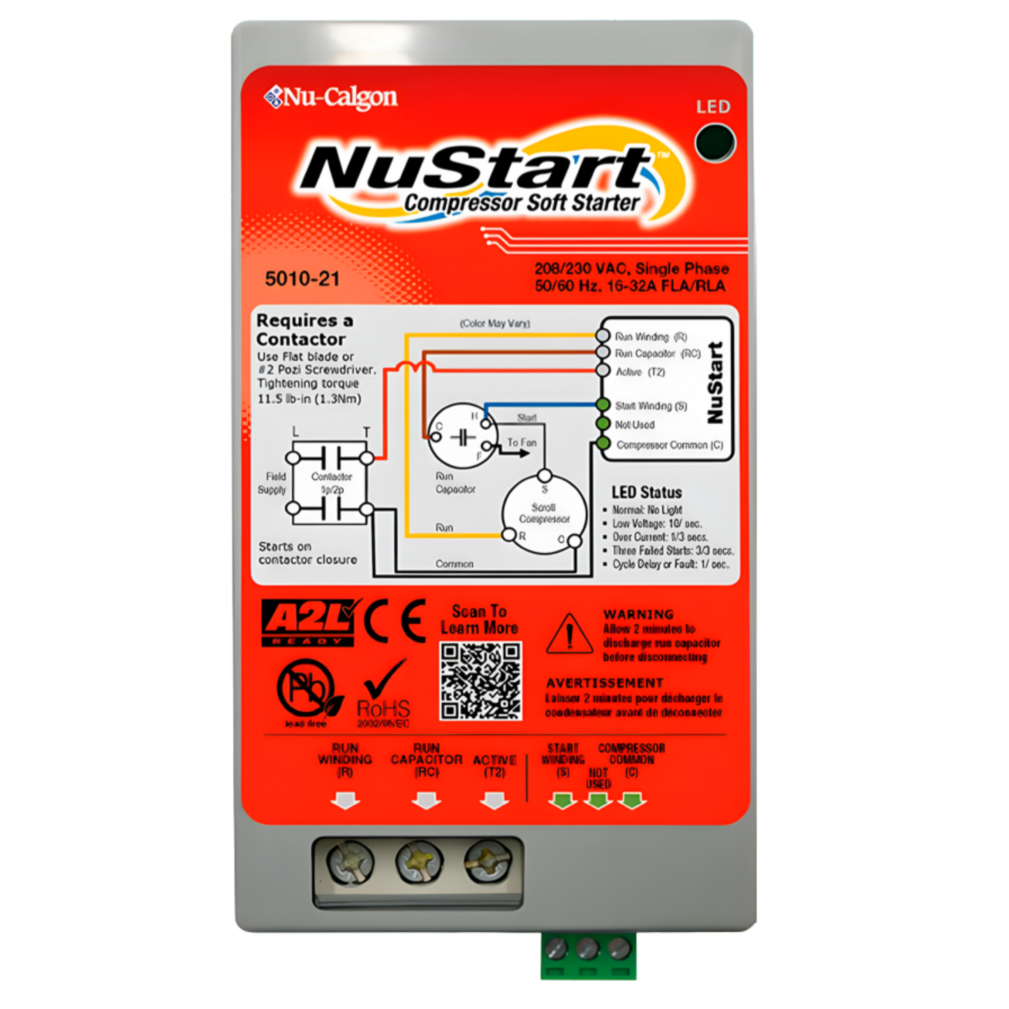 NUSTART COMPRESSOR SOFT STARTER, SINGLE PHASE, 208/230VAC, 16-32A FLA/RLA