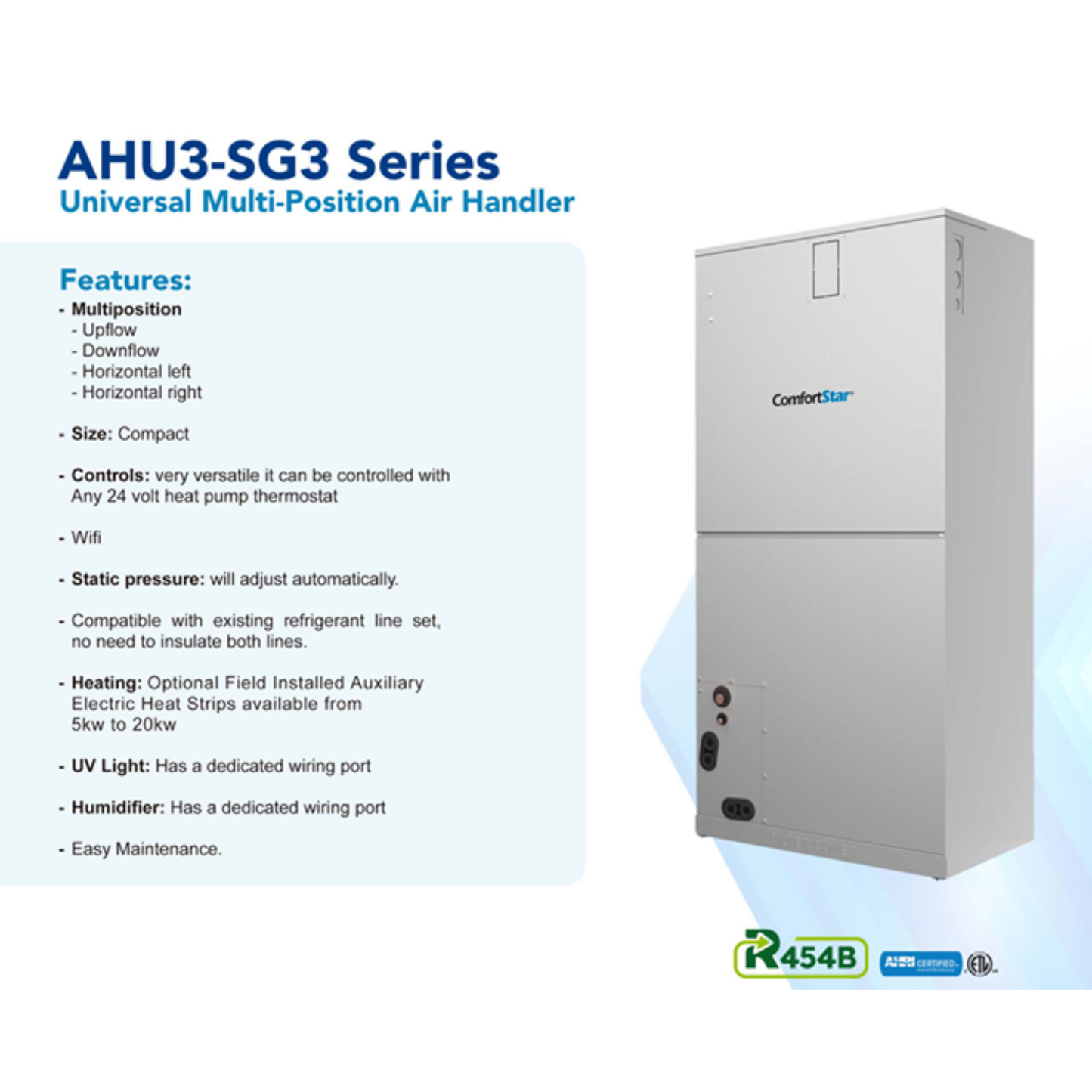 60K AHU3-SG3 MULTIPOSITION AIR HANDLER - UP TO 19 SEER2