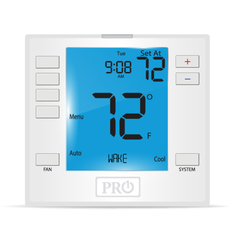 GAS DE ETAPAS MÚLTIPLES - 2 CALOR, 2 FRÍO - BATERÍA O CABLEADO - 7 DÍAS, 5/1/1 O NO PROGRAMABLE