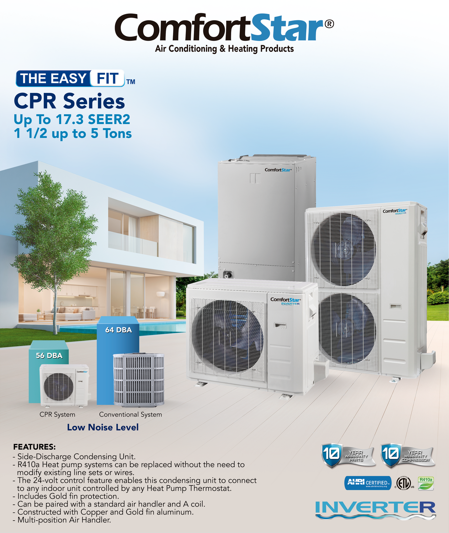 18K CPR CONDENSING UNIT - HEAT PUMP SIDE DISCHARGE - 16 SEER2