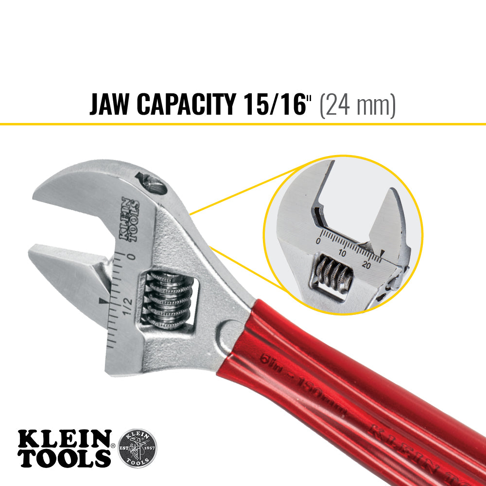 ADJUSTABLE WRENCH, 6-1/2" PLASTIC -DIP HANDLE