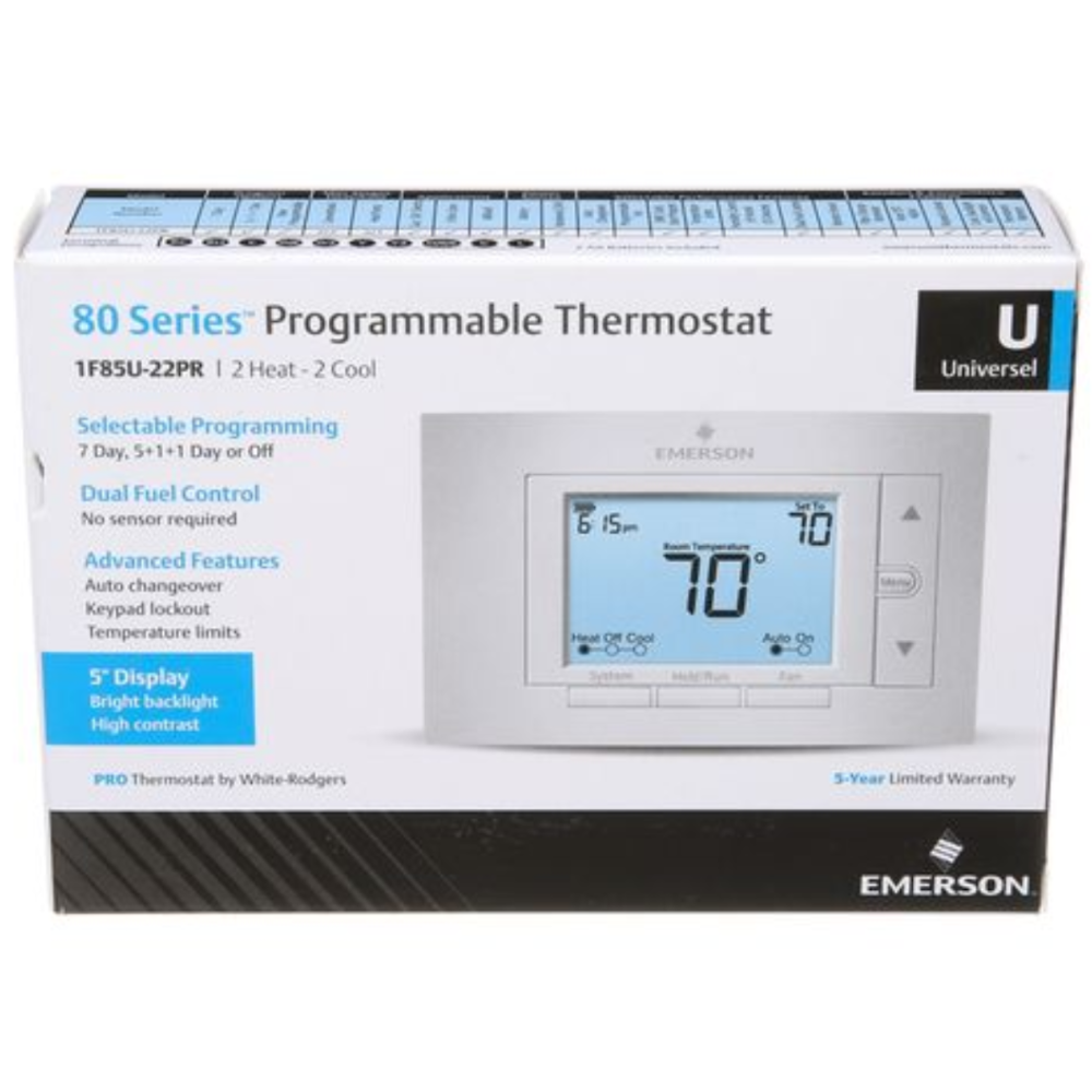 DUAL STAGE 5" DISPLAY CONVENTIONAL 7-DAY PROGRAMMABLE THERMOSTAT 2 HEAT/2 COOL