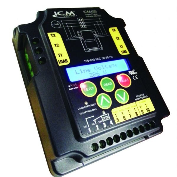 3 PHASE FULLY PROGRAMMABLE LINE VOLT MONITOR LED BACKLIT - A&R Supply - Air Conditioning & Refrigeration Wholesaler - ICM