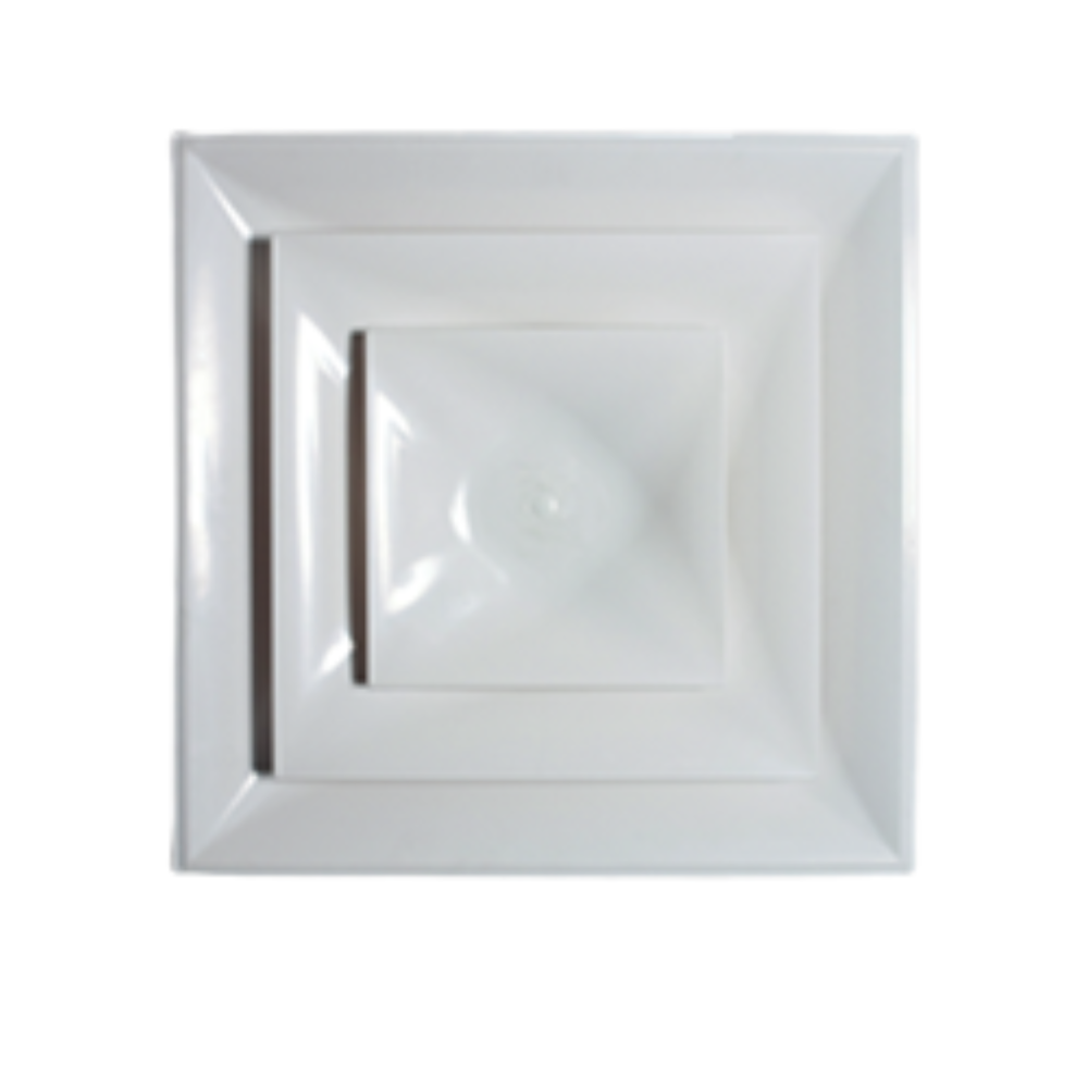 24" X 24" SQUARE FACE - ROUND NECK WHITE CEILING DIFFUSER