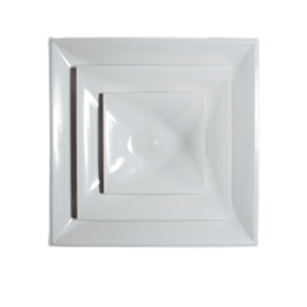 24" X 24" SQUARE FACE - 14" ROUND NECK WHITE CEILING DIFFUSER - A&R Supply - Air Conditioning & Refrigeration Wholesaler - GRILLE TECH