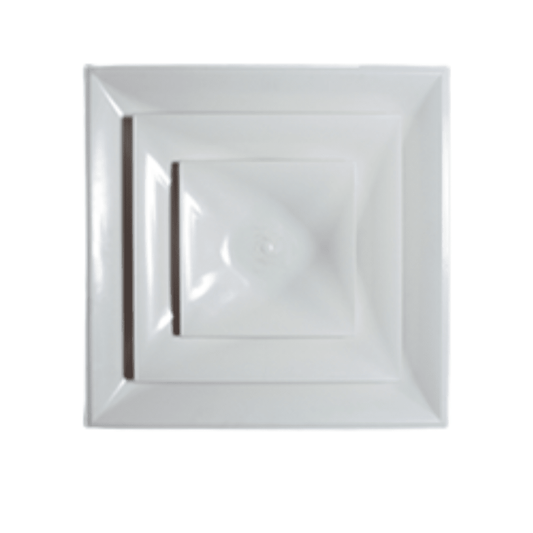24" X 24" SQUARE FACE - 6" ROUND NECK WHITE CEILING DIFFUSER - A&R Supply - Air Conditioning & Refrigeration Wholesaler - GRILLE TECH