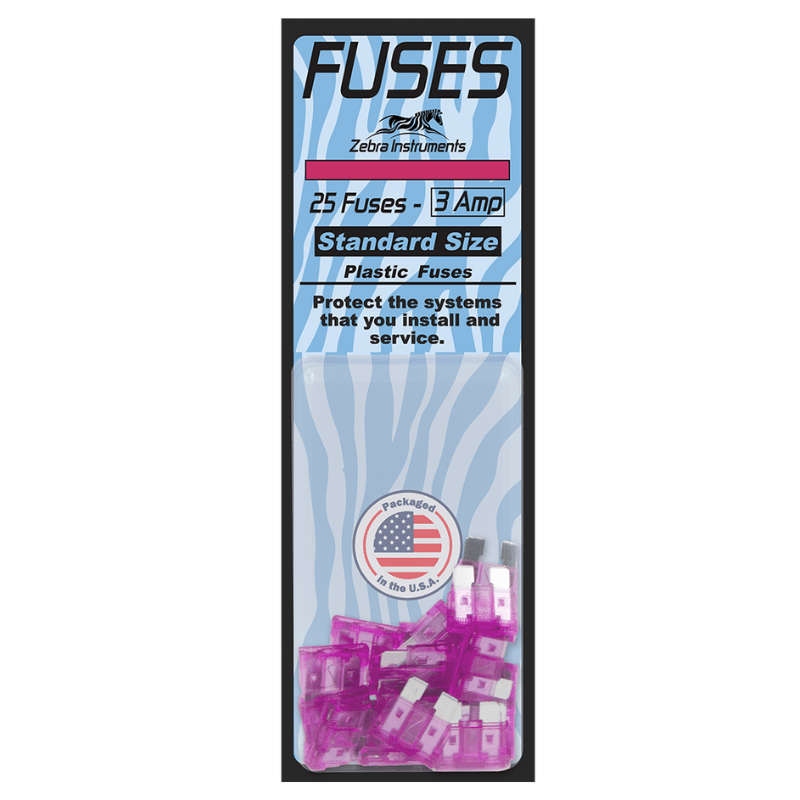 3 AMP - PURPLE PLASTIC FUSES (25-PACK) - A&R Supply - Air Conditioning & Refrigeration Wholesaler - ZEBRA INSTRUMENTS