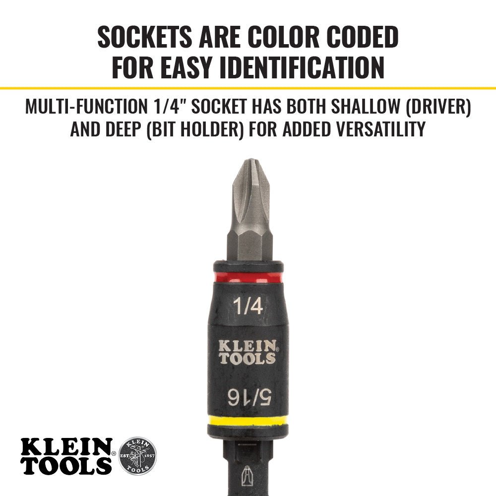 3-IN-1 IMPACT FLIP SOCKET, 1/4-INCH, 5/16-INCH, 5-INCH LENGTH - A&R Supply - Air Conditioning & Refrigeration Wholesaler - KLEIN TOOLS