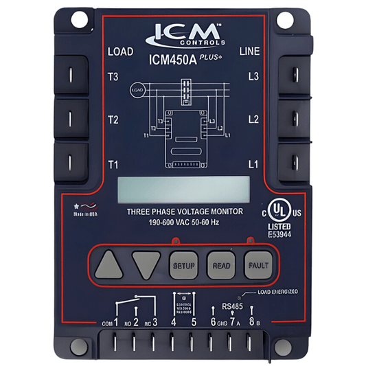 3 PHASE LINE VOLTAGE MONITOR, DELAY ON BREAK TIMER, MODBUS RS485 PORT & REAL TIME CLOCK (ENGLISH & SPANISH) - A&R Supply - Air Conditioning & Refrigeration Wholesaler - ICM