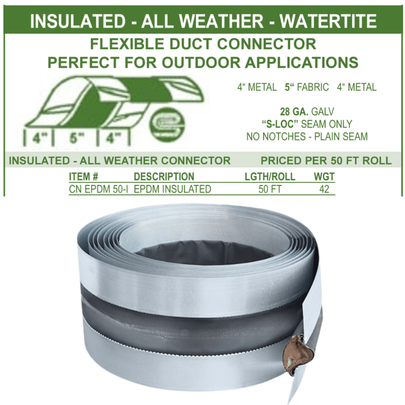 50' INSULATED FLEXIBLE DUCT CONNECTOR - A&R Supply - Air Conditioning & Refrigeration Wholesaler - CAIN MANUFACTURING