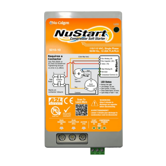 NUSTART COMPRESSOR SOFT STARTER, SINGLE PHASE, 110/115VAC, 12-20A FLA/RLA