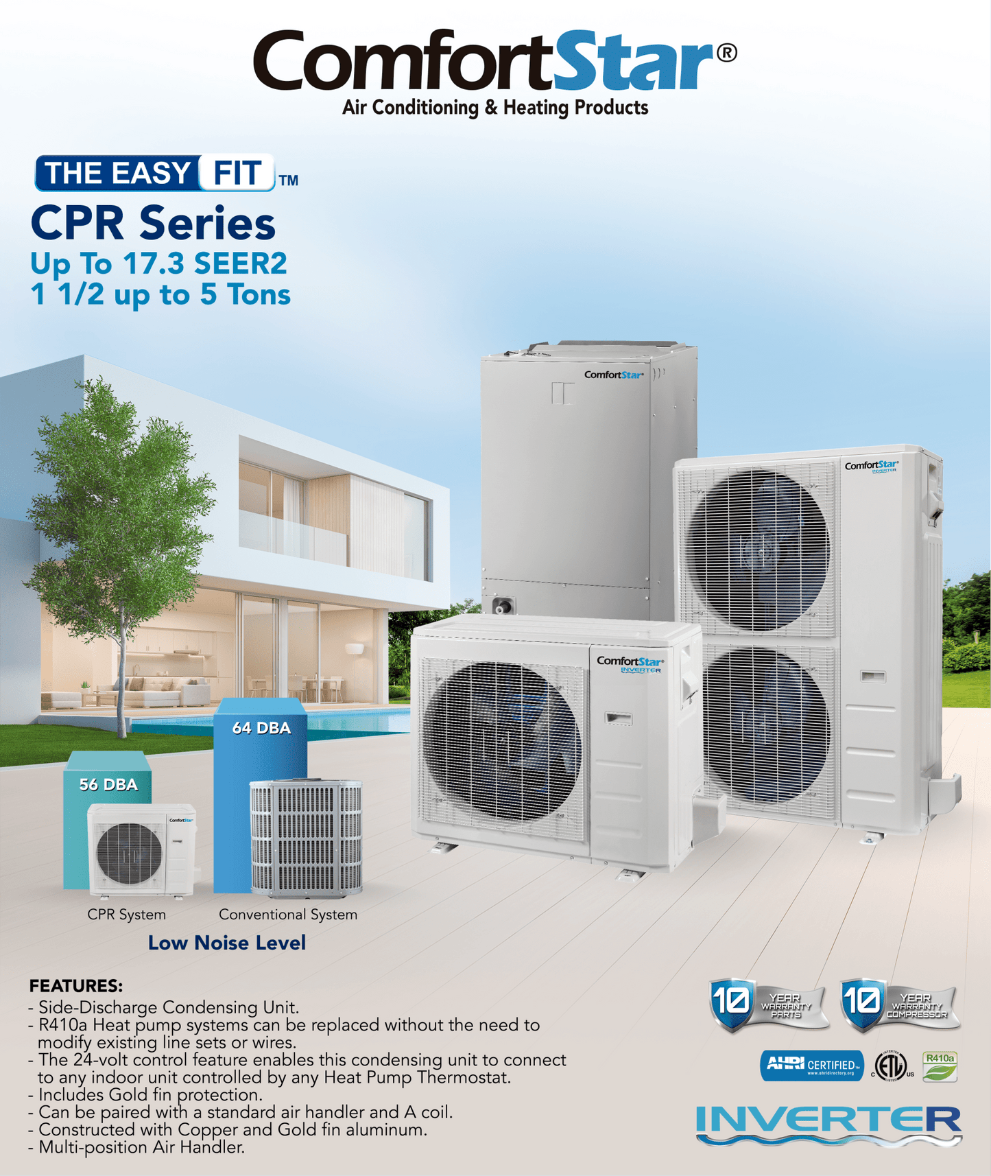 60K CPR CONDENSING UNIT - HEAT PUMP SIDE DISCHARGE - 14.7 SEER2 - A&R Supply - Air Conditioning & Refrigeration Wholesaler - COMFORTSTAR