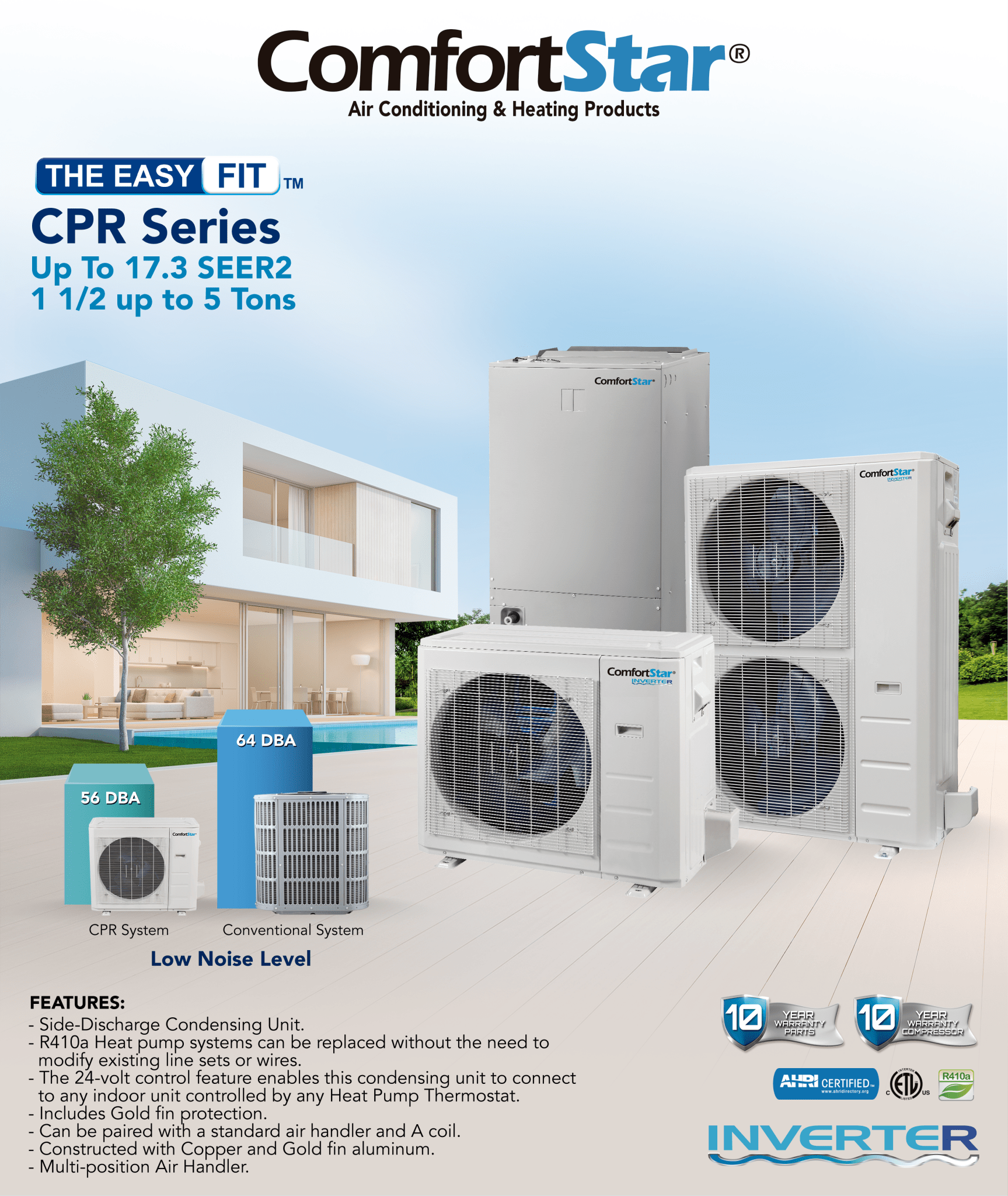 60K CPR CONDENSING UNIT - HEAT PUMP SIDE DISCHARGE - 14.7 SEER2 - A&R Supply - Air Conditioning & Refrigeration Wholesaler - COMFORTSTAR
