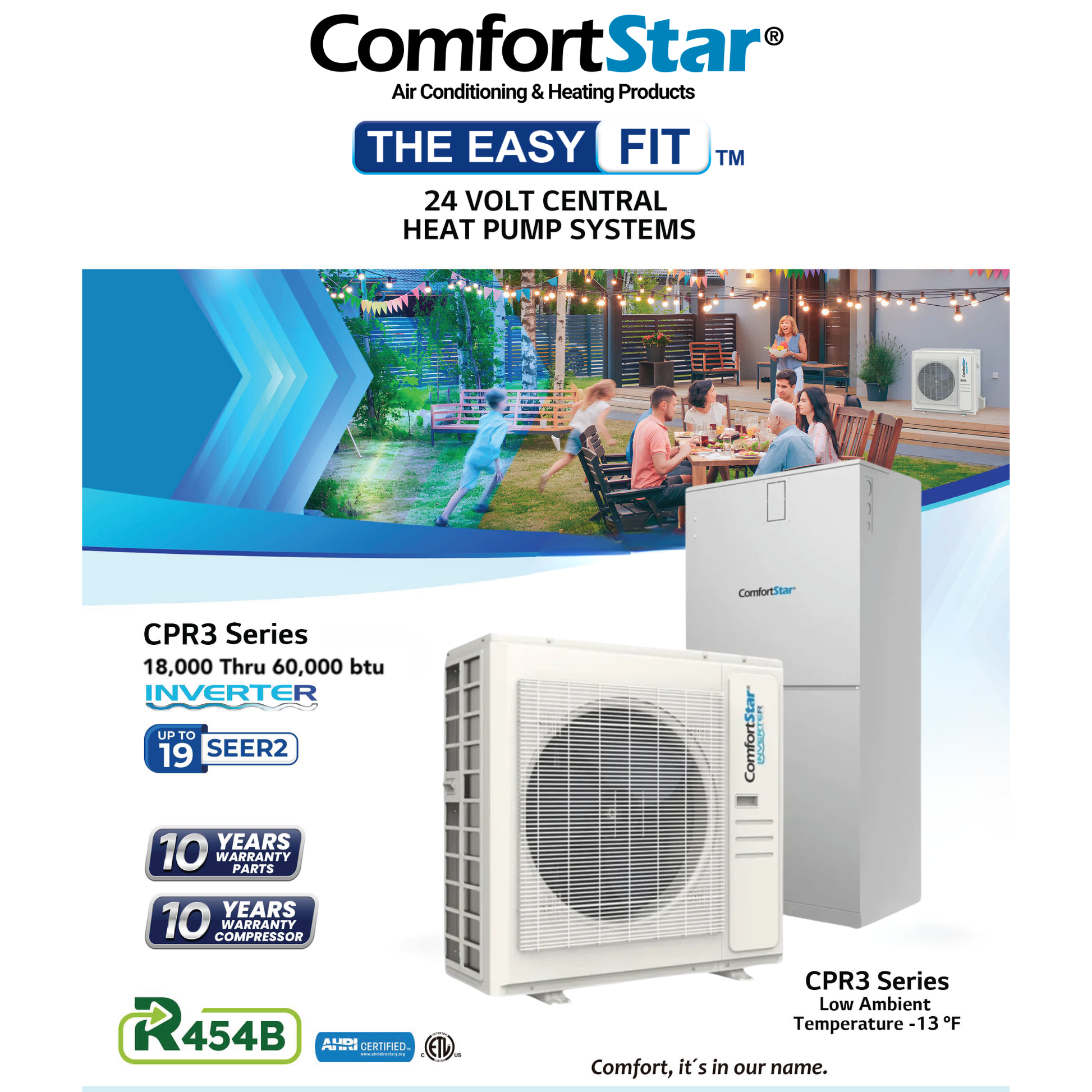 60K CPR3 CONDENSING UNIT - HEAT PUMP SIDE DISCHARGE - UP TO 18.8 SEER2 - A&R Supply - Air Conditioning & Refrigeration Wholesaler - COMFORTSTAR