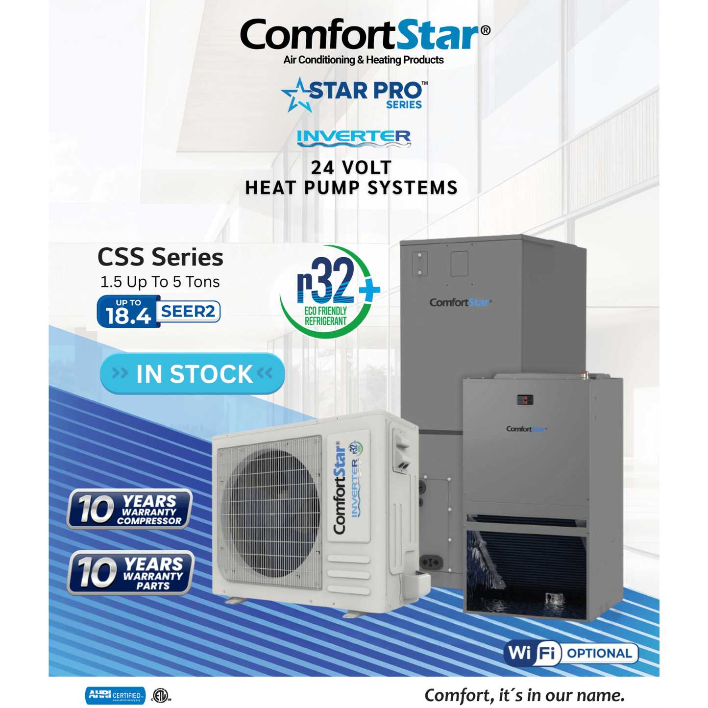 60K CSS CONDENSING UNIT - 24V HEAT PUMP SIDE DISCHARGE - 15.8 SEER2 - A&R Supply - Air Conditioning & Refrigeration Wholesaler - COMFORTSTAR