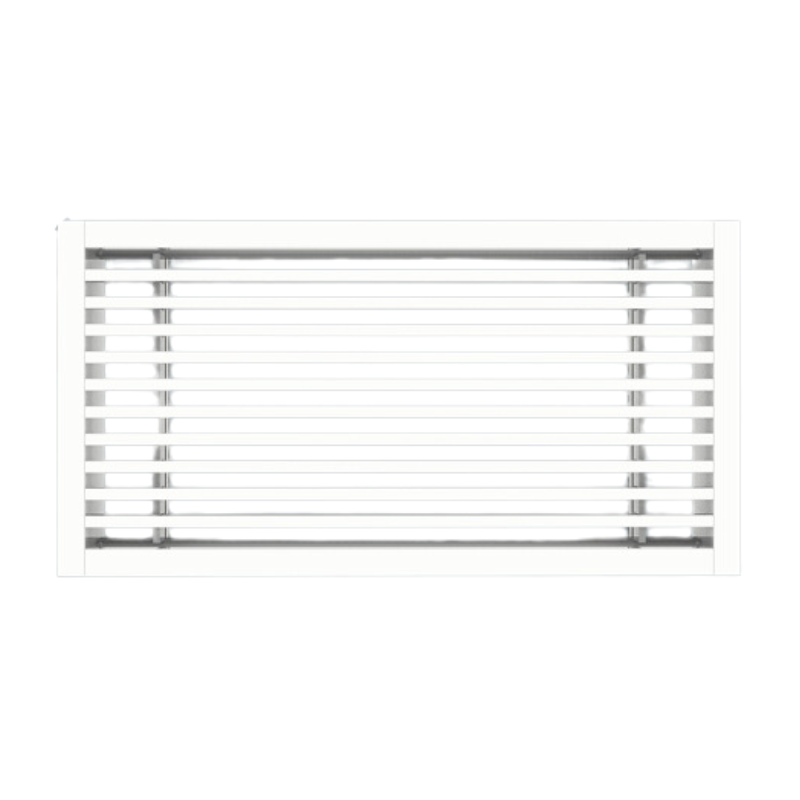 12 x 2.5" EXTRUDED ALUMINUM LINEAR BAR GRILLE - 1/2" BORDER, 7/32" BARS ON 1/2" CENTERS - 15° DEFLECTION