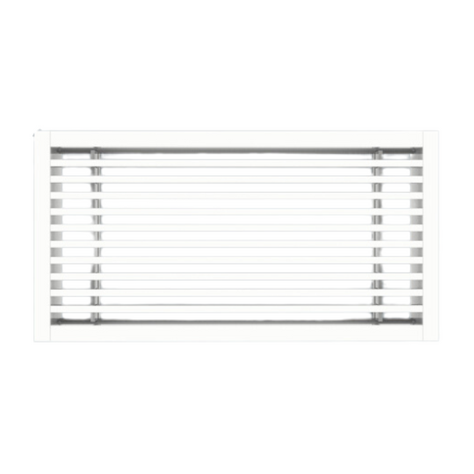 12 x 2.5" EXTRUDED ALUMINUM LINEAR BAR GRILLE - 1/2" BORDER, 7/32" BARS ON 1/2" CENTERS - 15° DEFLECTION