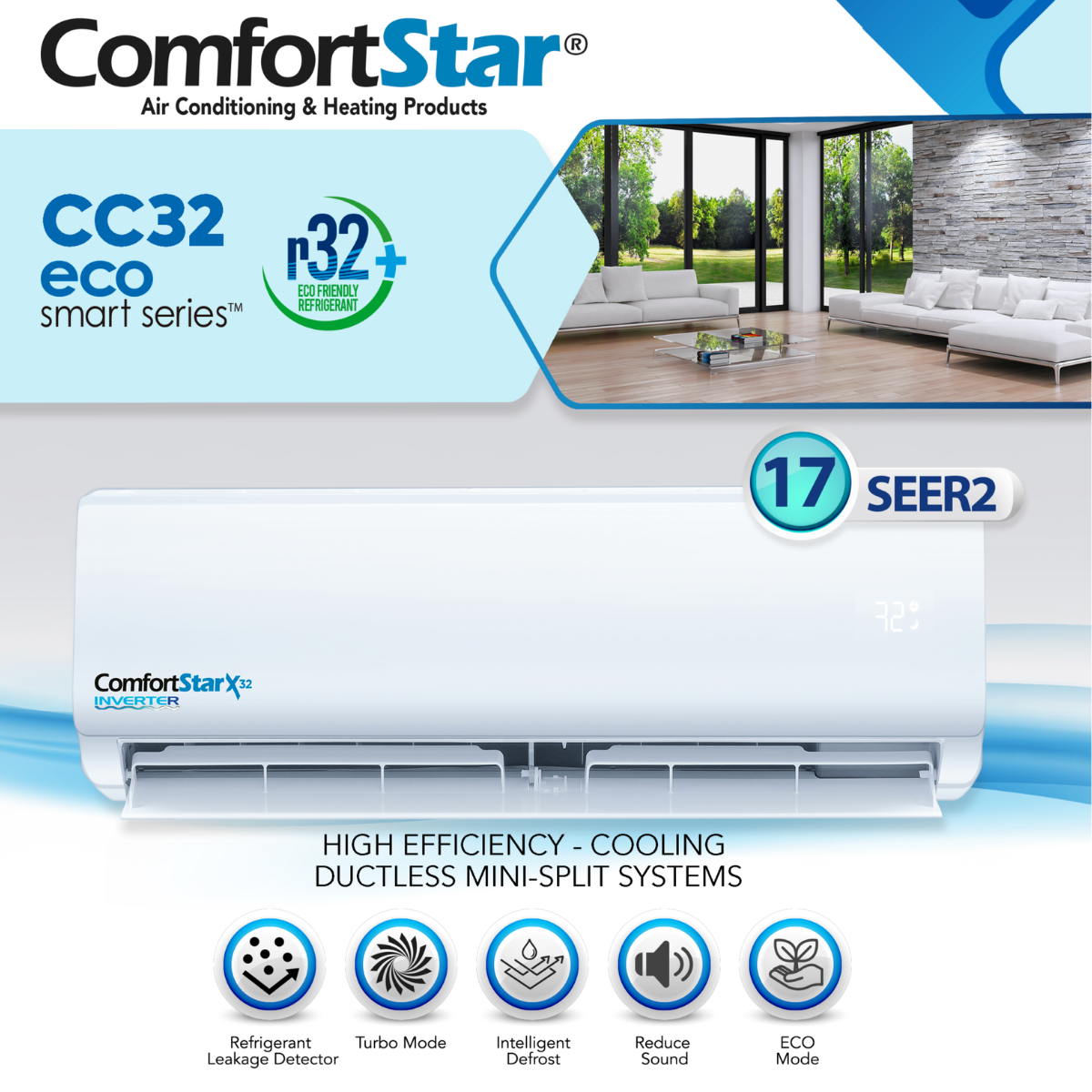 18K COOLING 208/230V WALL MOUNTED – R32 MINI-SPLIT SYSTEM – 17 SEER2 ...