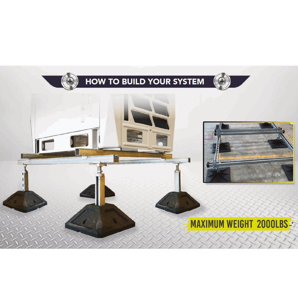 ADJUSTABLE RUBBER LEG ASSEMBLY - 13" to 20" - 2000LBS MAX WEIGHT - A&R Supply - Air Conditioning & Refrigeration Wholesaler - HERCULES