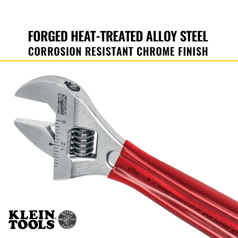 ADJUSTABLE WRENCH, 6-1/2" PLASTIC -DIP HANDLE - A&R Supply - Air Conditioning & Refrigeration Wholesaler - KLEIN TOOLS