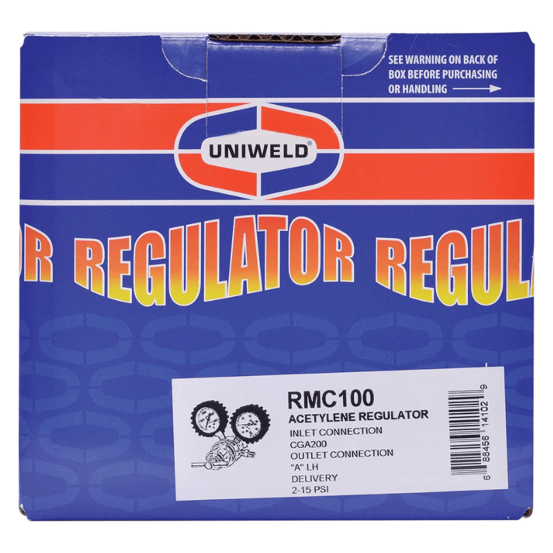 CENTURION SERIES ACETYLENE REGULATOR WITH "A" OUTLET CONNECTION AND 200 CGA INLET - A&R Supply - Air Conditioning & Refrigeration Wholesaler - UNIWELD
