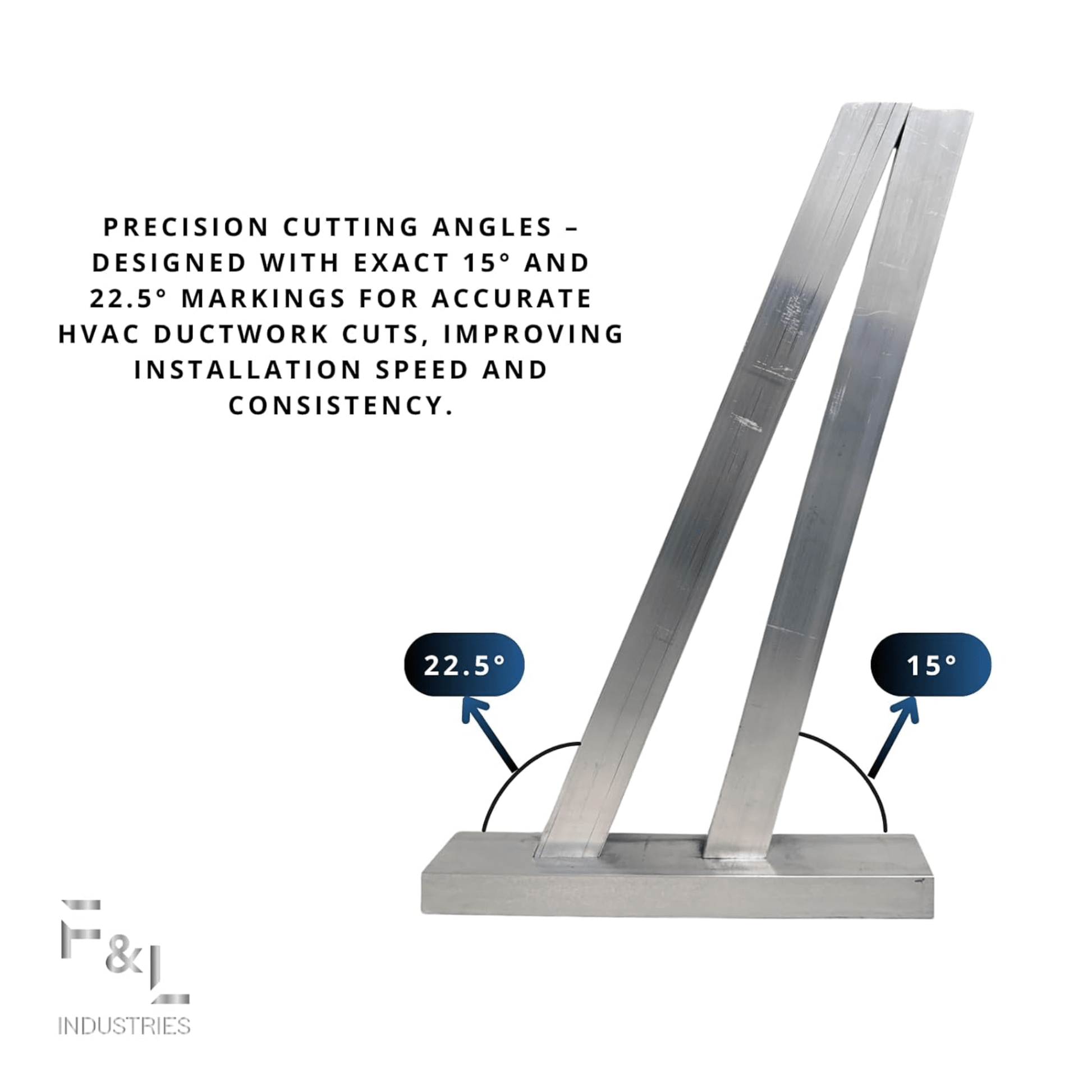 HEAVY-DUTY ALUMINUM SQUARE DUCT ANGLE CUTTING GUIDE – PRECISION 15° & 22.5° - A&R Supply - Air Conditioning & Refrigeration Wholesaler - F & L ALUMINUM PARTS