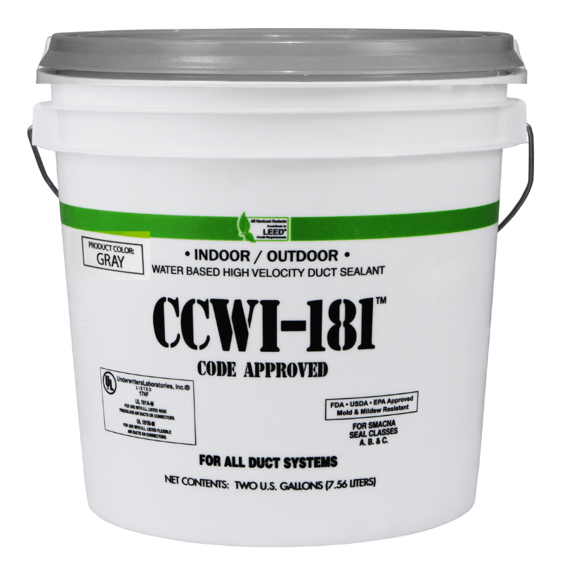 INDOOR/OUTDOOR WATER BASED DUCT SEALANT - (1) 2 GAL. PAIL (GRAY) - A&R Supply - Air Conditioning & Refrigeration Wholesaler - HARDCAST