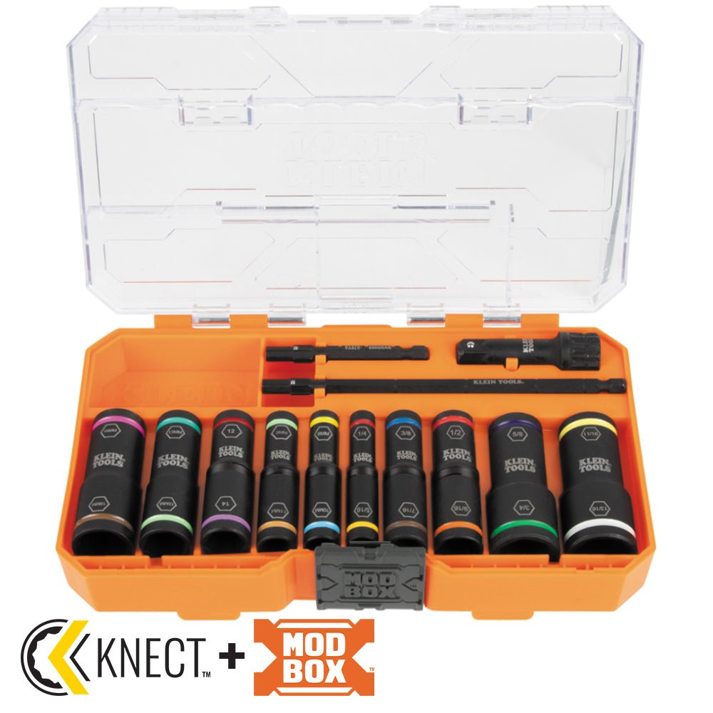 KNECT™ FLIP-20 IMPACT SOCKET SET, SAE AND METRIC, 13-PIECE - A&R Supply - Air Conditioning & Refrigeration Wholesaler - KLEIN TOOLS