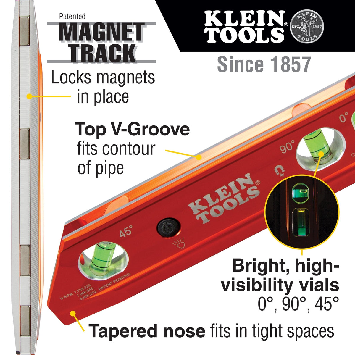 LIGHTED TORPEDO BILLET LEVEL - RARE-EARTH MAGNET - A&R Supply - Air Conditioning & Refrigeration Wholesaler - KLEIN TOOLS