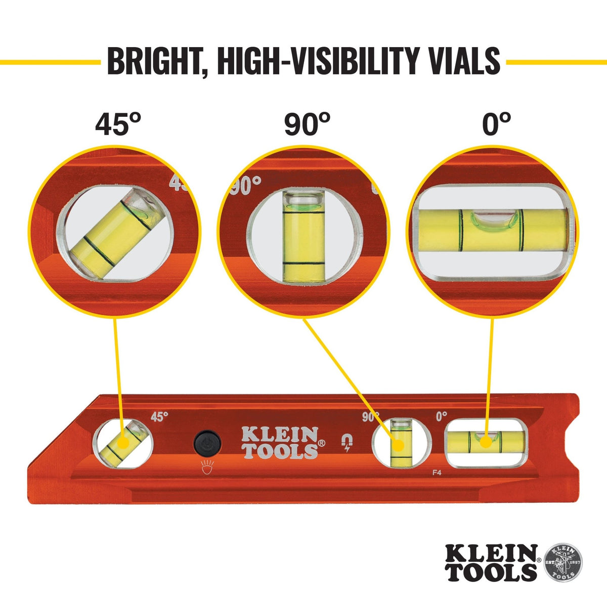 LIGHTED TORPEDO BILLET LEVEL - RARE-EARTH MAGNET - A&R Supply - Air Conditioning & Refrigeration Wholesaler - KLEIN TOOLS