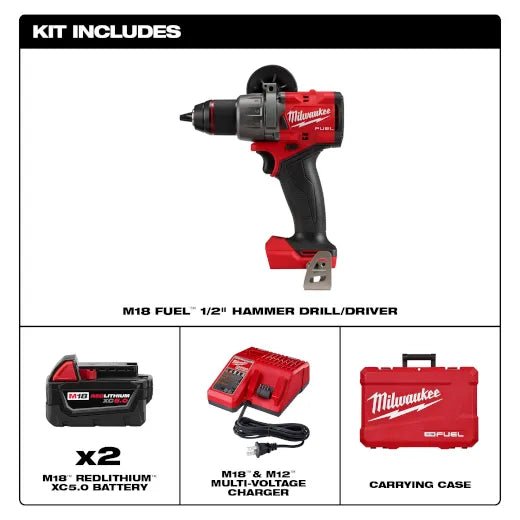M18 FUEL™ 1/2" HAMMER DRILL/DRIVER KIT - A&R Supply - Air Conditioning & Refrigeration Wholesaler - MILWAUKEE