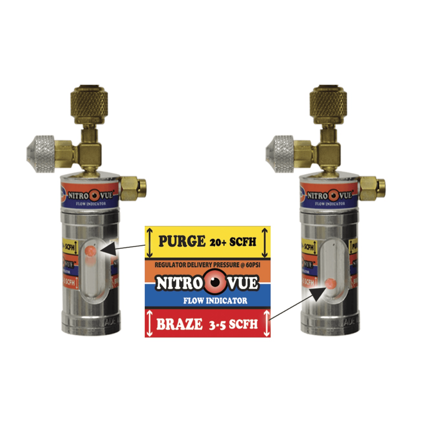 NITROVUE­™ NITROGEN FLOW INDICATOR - WITH 1/4" FLARE FITTINGS SINGLE-GAS FLOWMETER - A&R Supply - Air Conditioning & Refrigeration Wholesaler - UNIWELD