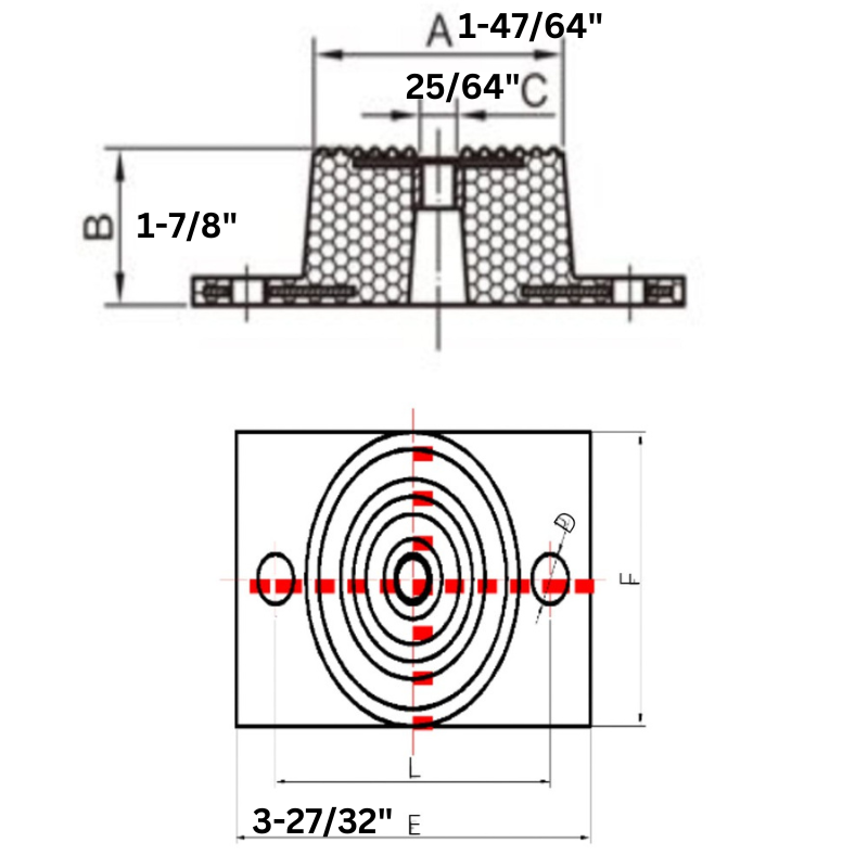 NEOPRENE ISOLATION MOUNTS MAX LOAD 264LBS