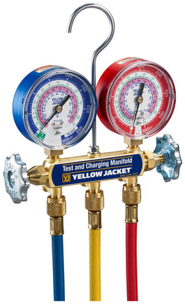 SERIES 41 MANIFOLD WITH 3-1/8-INCH GAUGES AND (3) PLUS II 60-INCH HOSES - A2L COMPATIBLE - A&R Supply - Air Conditioning & Refrigeration Wholesaler - YELLOW JACKET