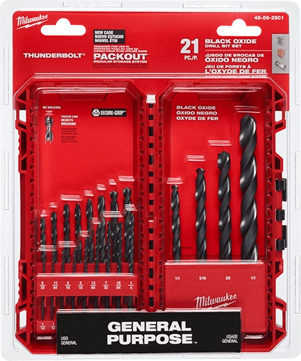 THUNDERBOLT® BLACK OXIDE DRILL BIT SET - 21PC - A&R Supply - Air Conditioning & Refrigeration Wholesaler - ALL TOOL AND FASTENERS