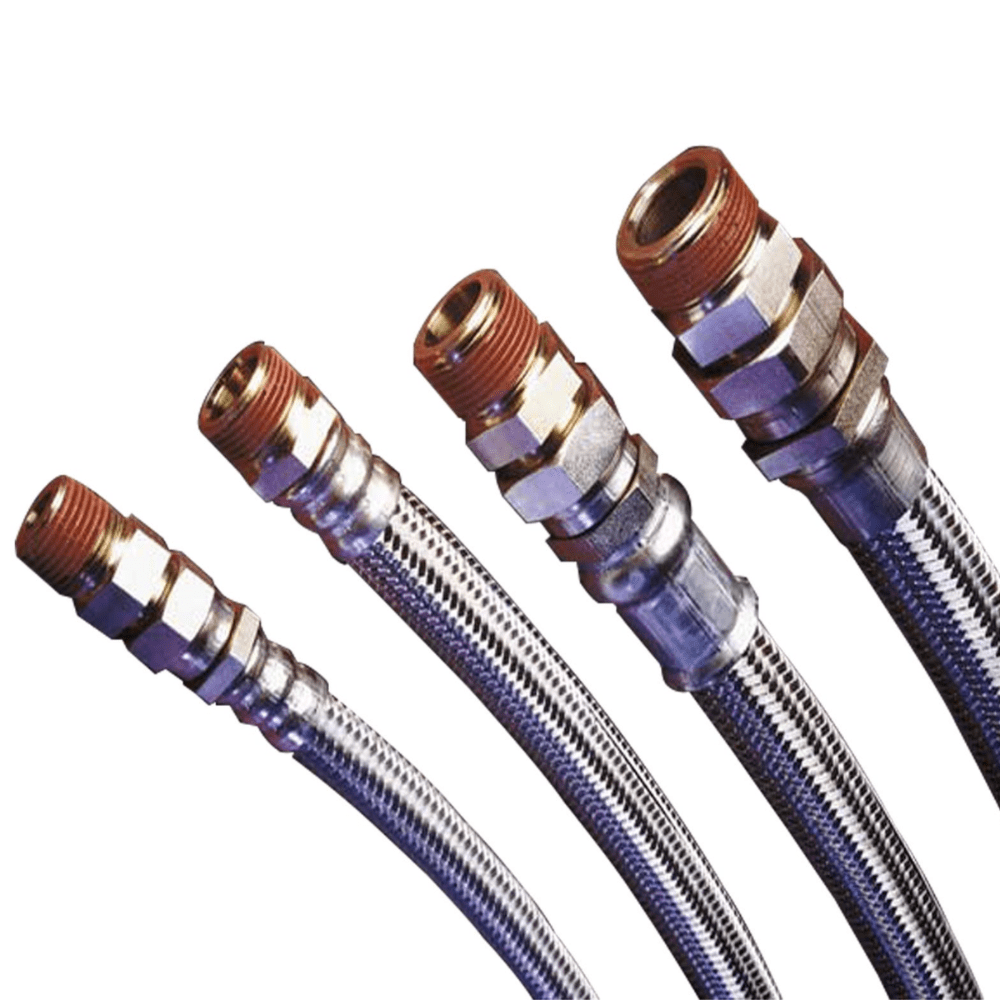 1" x 72" CHAMFLEX SS BRAIDED FIRE RETARDANT HOSE ASSEMBLY - FIXED END X SWIVEL END WITH MALE NPT ADAPTER - A&R Supply - Air Conditioning & Refrigeration Wholesaler - CHAMFLEX