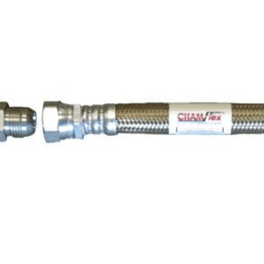 1" x 72" CHAMFLEX SS BRAIDED FIRE RETARDANT HOSE ASSEMBLY - FIXED END X SWIVEL END WITH MALE NPT ADAPTER - A&R Supply - Air Conditioning & Refrigeration Wholesaler - CHAMFLEX
