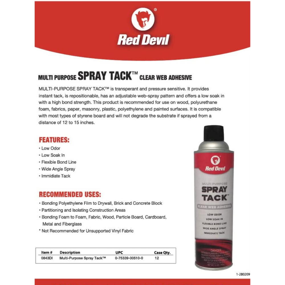 MULTI PURPOSE SPRAY ADHESIVE 12 OZ - CLEAR