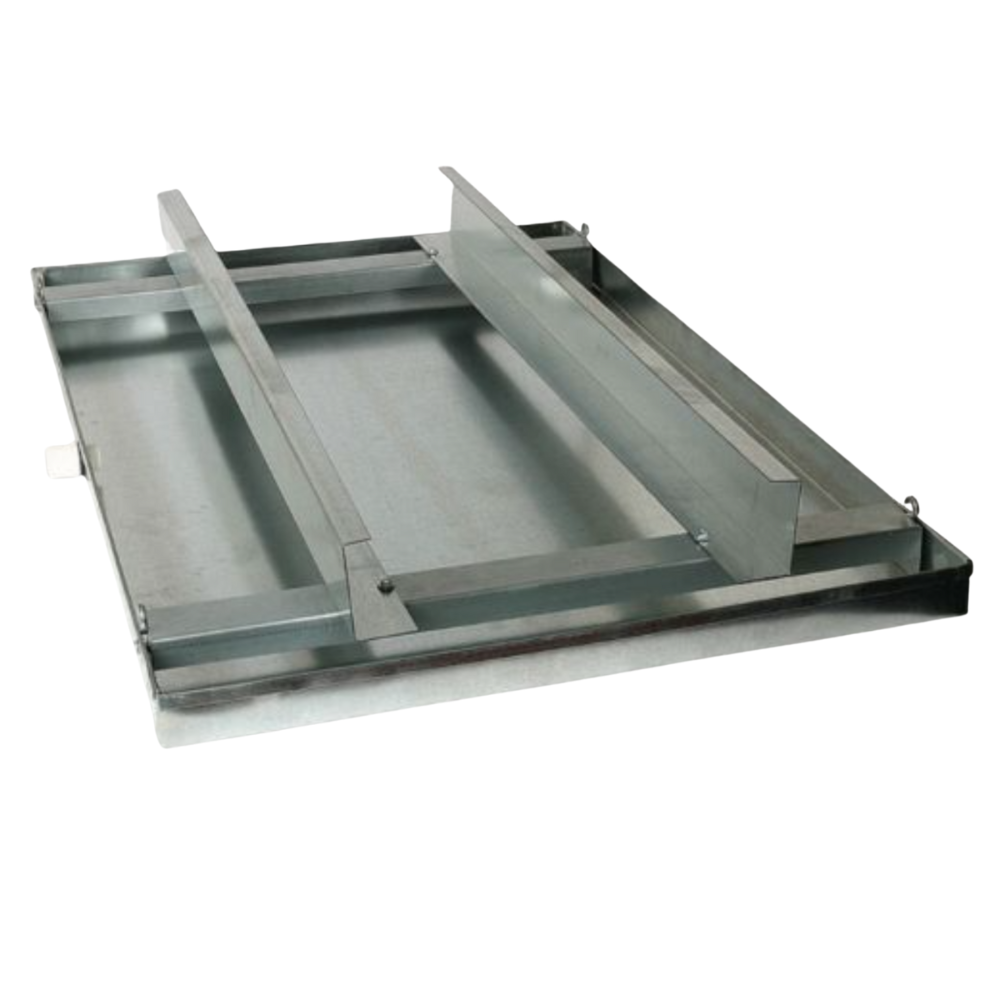 METAL DRAIN PAN WITH RAILS - WITHOUT DRAIN CONNECTION