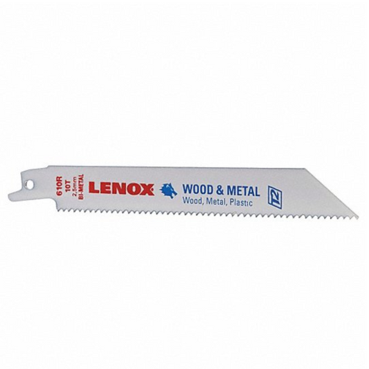 RECIPROCATING SAW BLADE: 10 TEETH PER INCH, 6" BLADE LG, 3/4" HT, 0.035" CUT WD - 5 PK