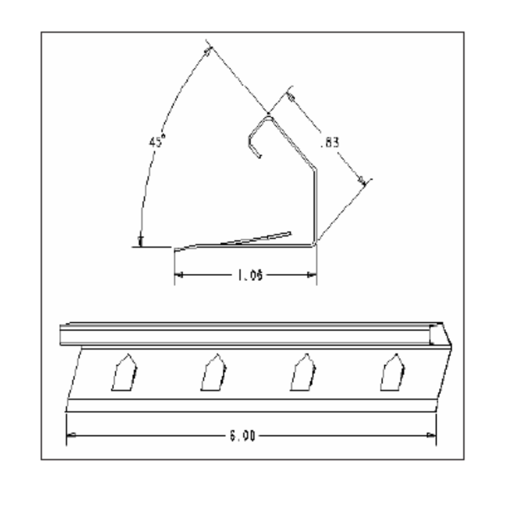 E-55 CLEAT F/ "F" & "C" CORNERS - 6" STAINLESS STEEL