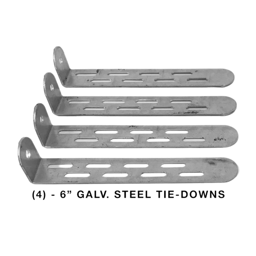 CONDENSING UNIT TIE-DOWN KIT - (4) GALV STEEL CUTD6 (4) TAPCON  (16) #10 SCREWS (6" x 1")