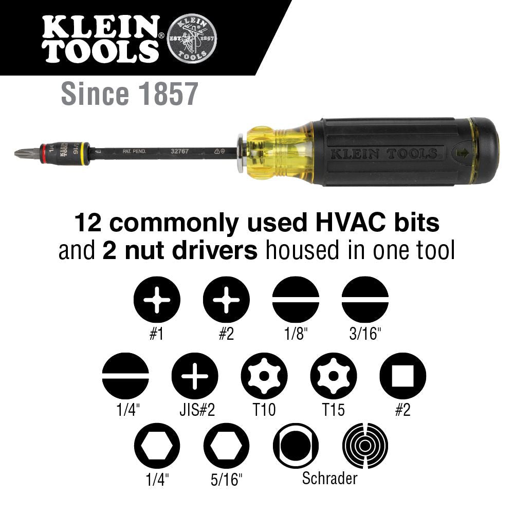 14-IN-1 HVAC ADJUSTABLE-LENGTH IMPACT SCREWDRIVER WITH FLIP SOCKET - A&R Supply - Air Conditioning & Refrigeration Wholesaler - KLEIN TOOLS