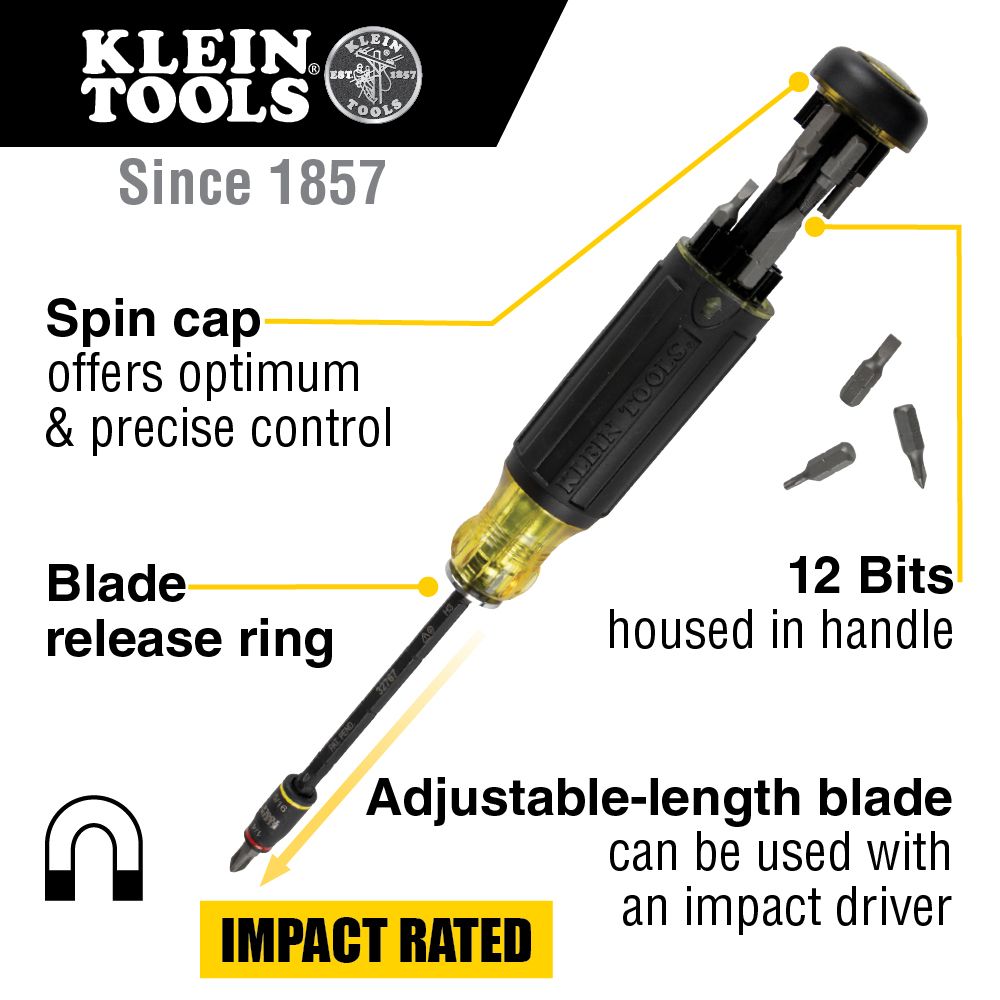 14-IN-1 HVAC ADJUSTABLE-LENGTH IMPACT SCREWDRIVER WITH FLIP SOCKET