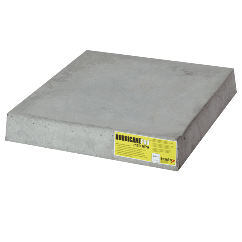 40" x 40" x 4" THE HURRICANE CONCRETE EQUIPMENT PAD - 150MPH YELLOW LABEL - A&R Supply - Air Conditioning & Refrigeration Wholesaler - DIVERSITECH