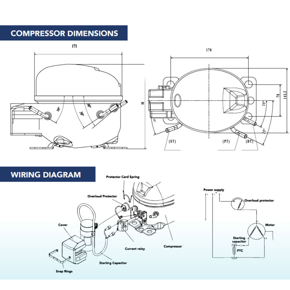 REFRIGERATION COMPRESSOR - R134A - 1/8 HP