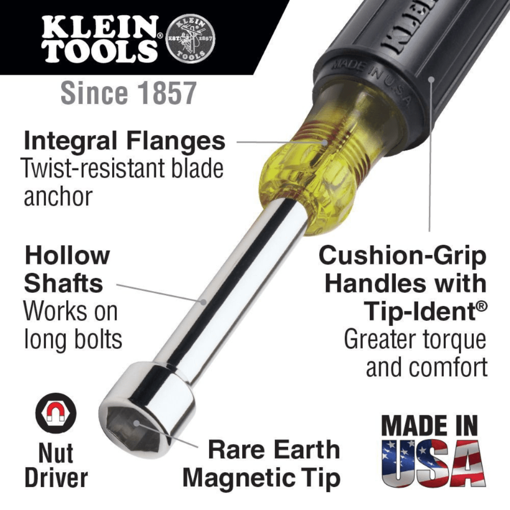 5/16" x 6" MAGNETIC TIP NUT DRIVER - A&R Supply - Air Conditioning & Refrigeration Wholesaler - KLEIN TOOLS