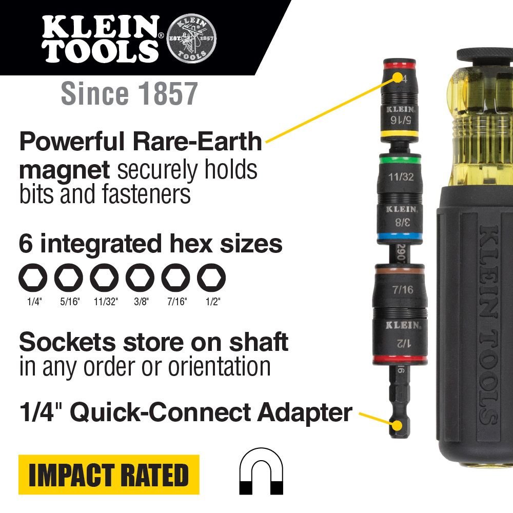 7-IN-1 IMPACT FLIP SOCKET WITH HANDLE - A&R Supply - Air Conditioning & Refrigeration Wholesaler - KLEIN TOOLS