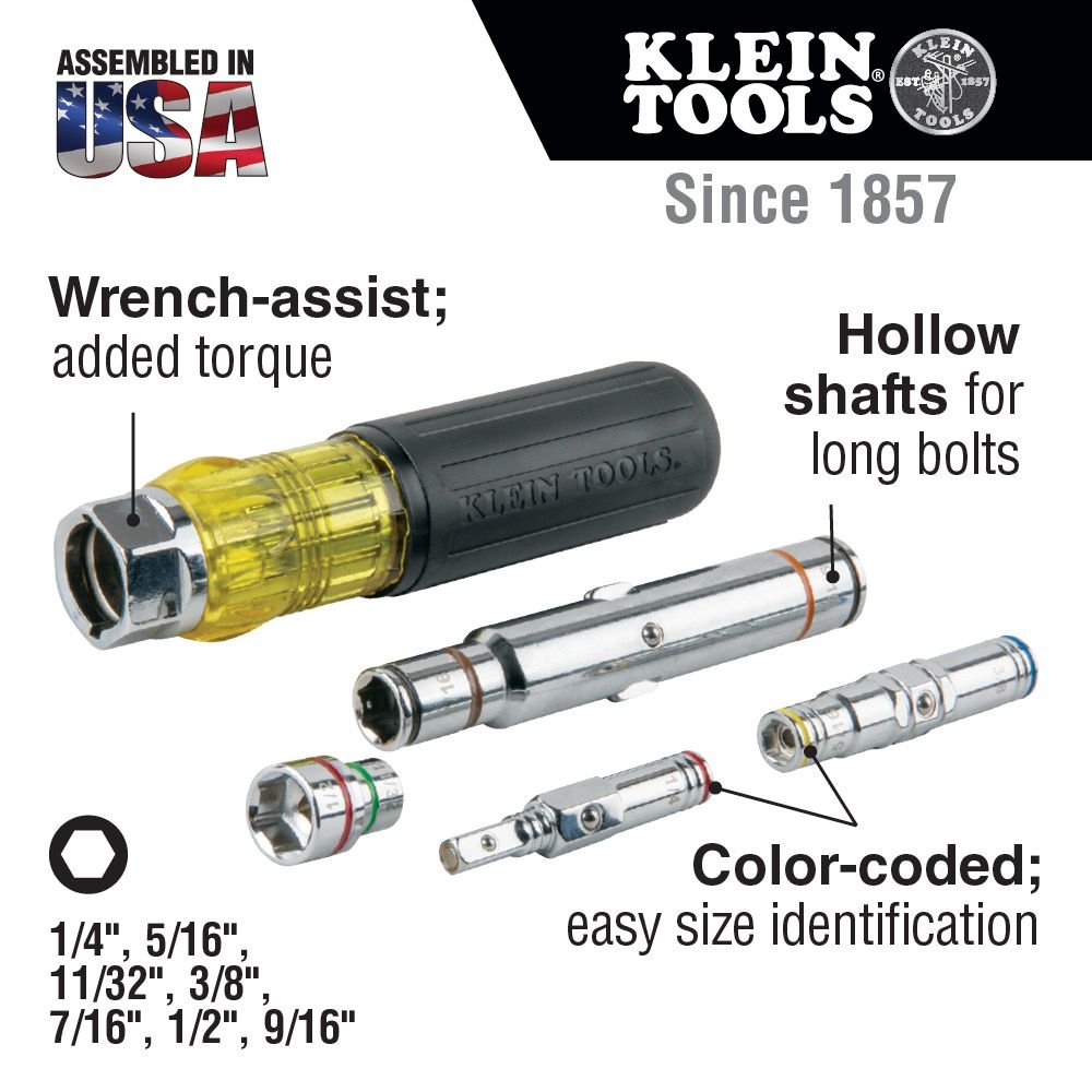 7-IN-1 MULTI-BIT SCREWDRIVER / NUT DRIVER, MAGNETIC - A&R Supply - Air Conditioning & Refrigeration Wholesaler - KLEIN TOOLS